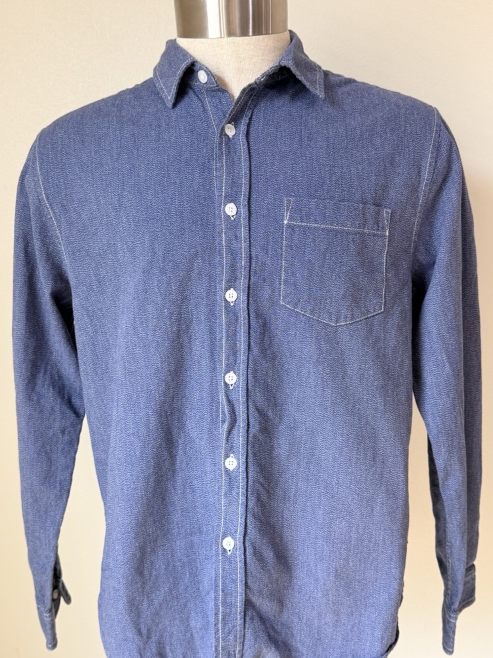 Stussy Speckled Denim Long Sleeve Men's Shirt Sz Medium